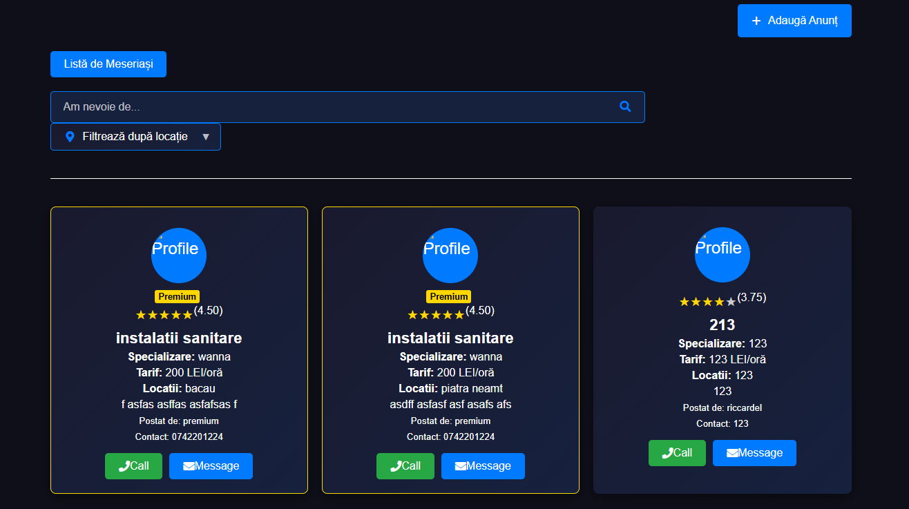 MeseriaSulPro - Services